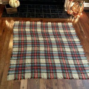 Winter Warm Cream Tartan Plaid Blanket Throw Wrap 50"x54"